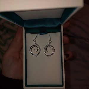 Brand New Sterling Silver Swirl Dangly Earrings